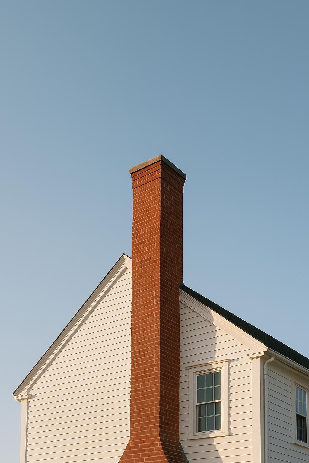 Brick chimney on a colonial house (illustration)